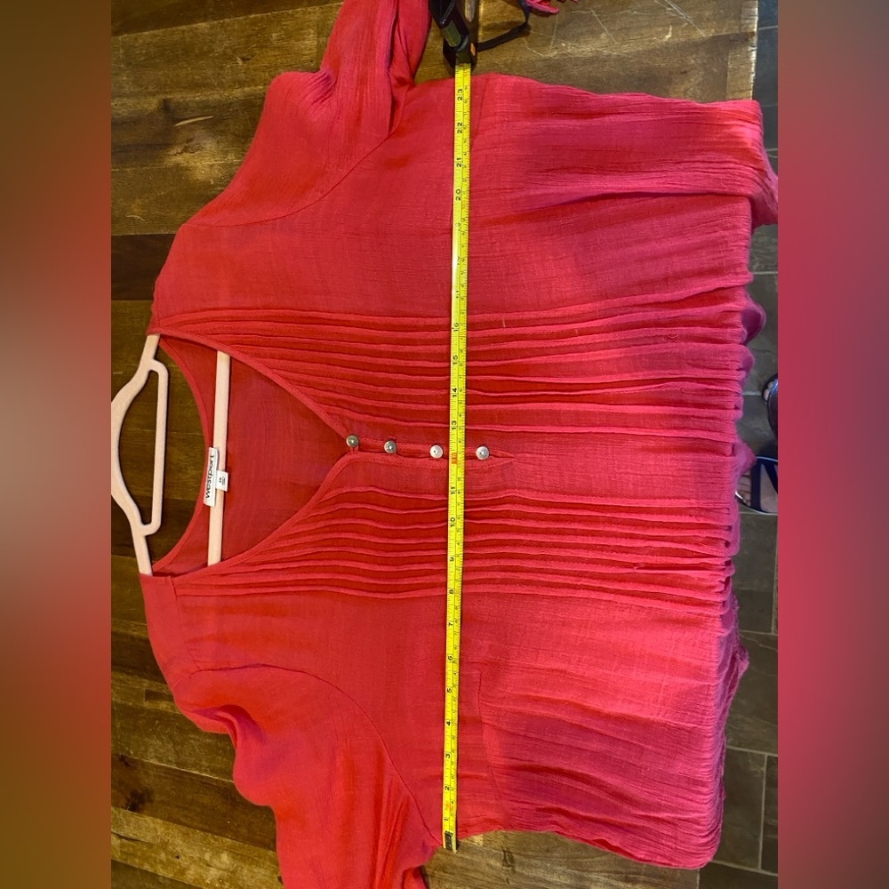 Westport Red 3/4 Sleeve Pleated Blouse - Picture 5 of 6